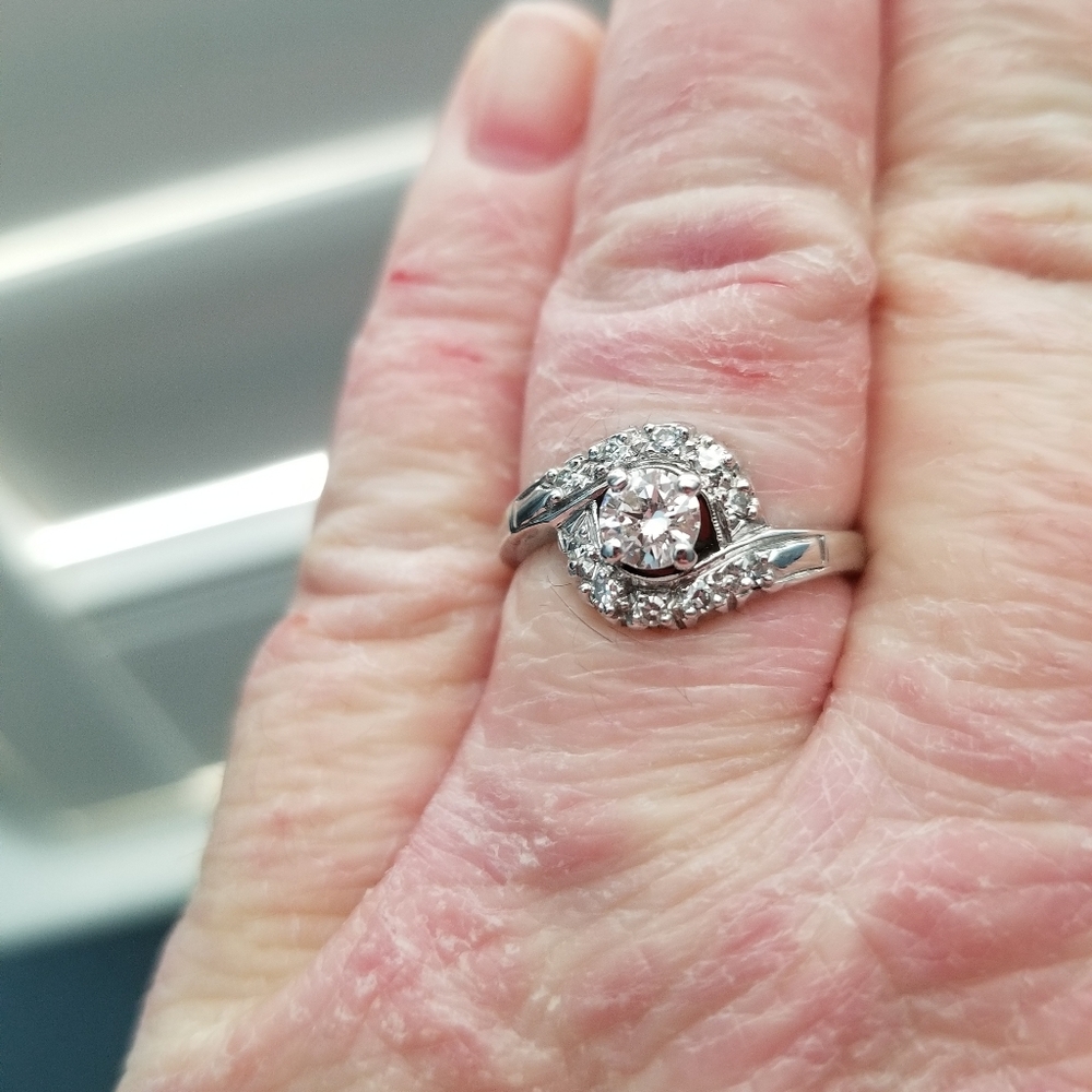 Vintage white gold diamond engagement ring